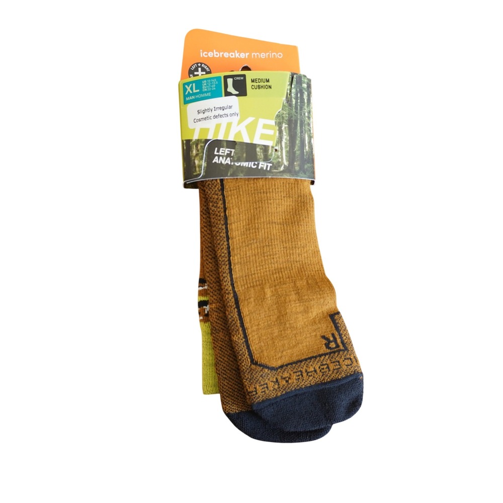 Icebreaker Hike Sedimentary+ Crew Socks Mens XL Merino Wool Medium Cushion Clove